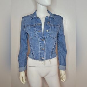 Industry Cropped Light Blue Denim Jacket Size XS
